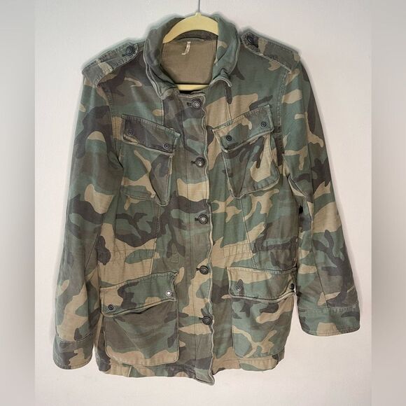 Free People Camouflage Coat Jacket Medium - Picture 5 of 9